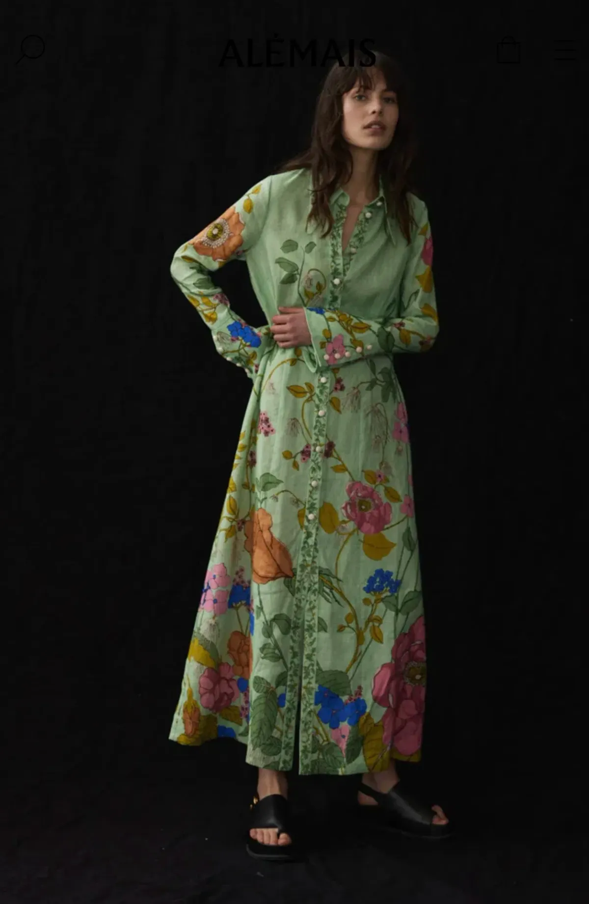 Alemais Olivia Shirt Dress Green Print Size 16 - Image 1
