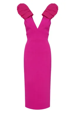 Rebecca Vallance Cupid's Bow Midi Dress Pink Size 8  for rent on The Volte - image 3