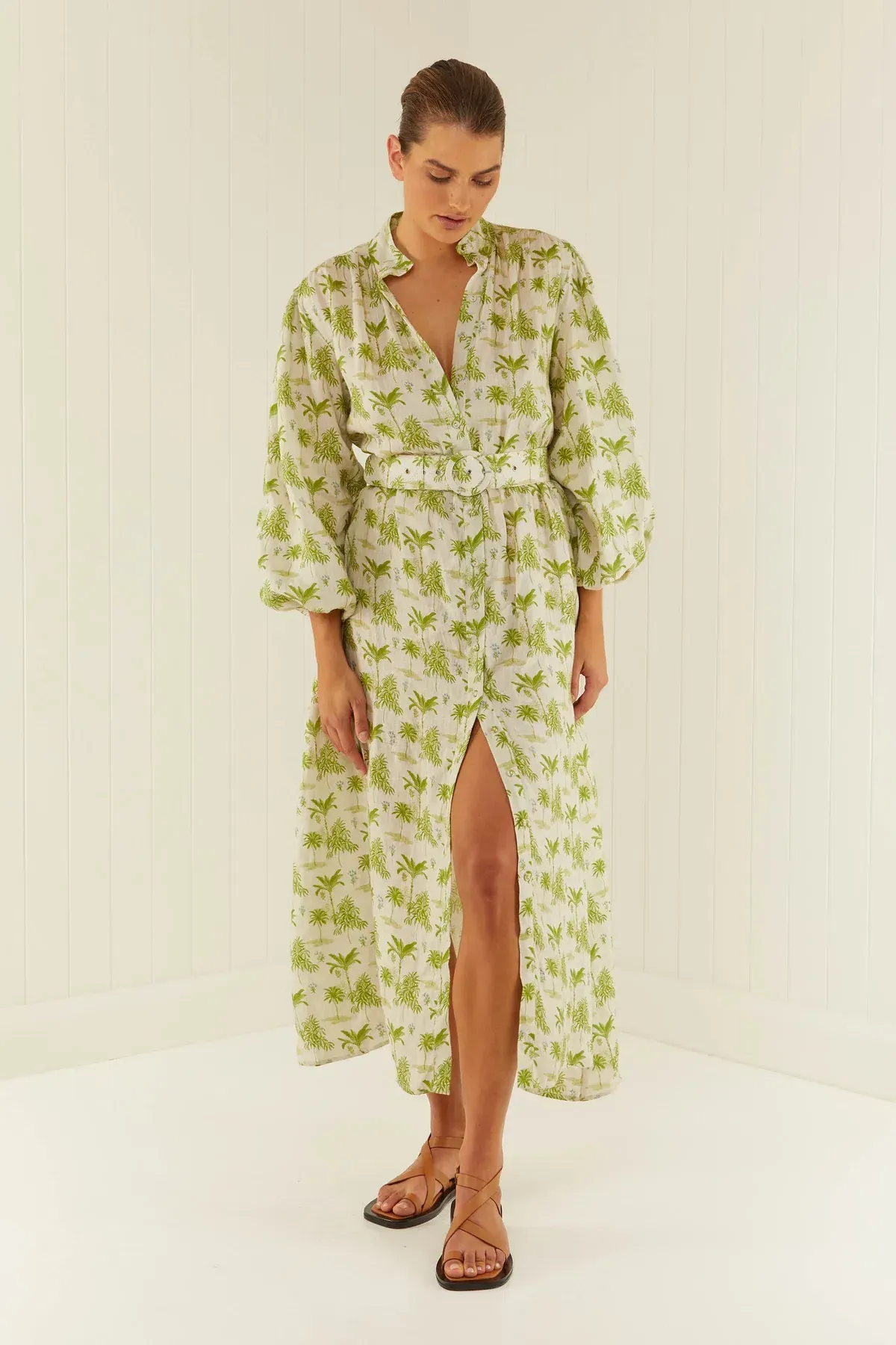 Palm Noosa Noddy Dress Green Palms Print Green Size AU 10 - Image 1