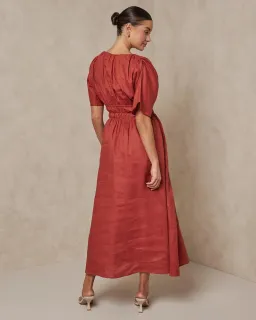 Aere Maxi Dress Burgundy Size AU 8  for rent on The Volte - image 3