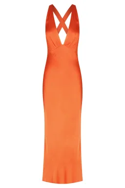  Shona Joy Milo Plunged Cross Back Midi Dress Hibiscus Size 6 for rent on The Volte - image 3