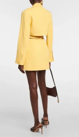 Jacquemus La Robe Bari Linen-blend Mini Dress Yellow  Size 8 for rent on The Volte - image 2