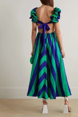 Zimmermann Tiggy Frill Shoulder Midi Dress Stripe Size 2 / Au 12 for rent on The Volte - image 2