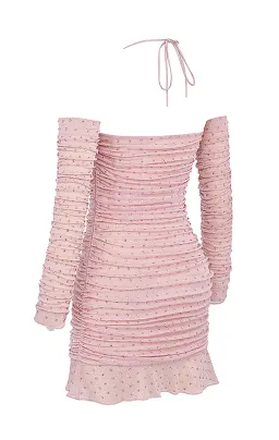 House of CB Estella Crystallised Mini Dress Soft Pink Size XS / AU 6 for rent on The Volte - image 7