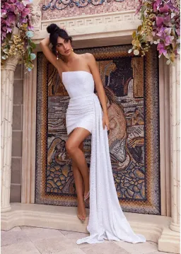 Eliya the Label Kamilla Dress White Sequin Size XL/Au 14 for rent on The Volte - image 3