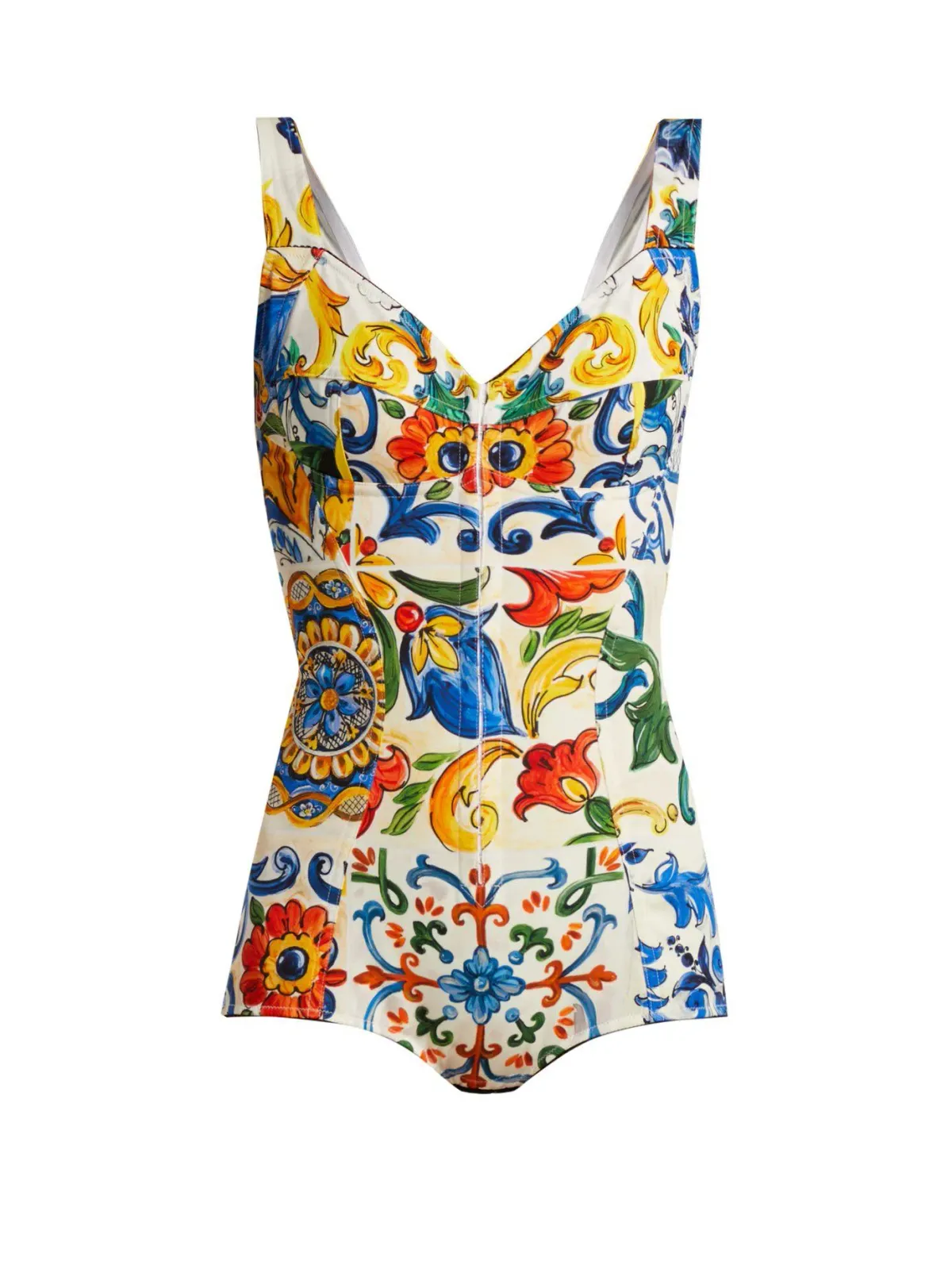 Dolce & Gabbana Majolica Bodysuit Multi Print Size 40/ AU 8 - Image 1
