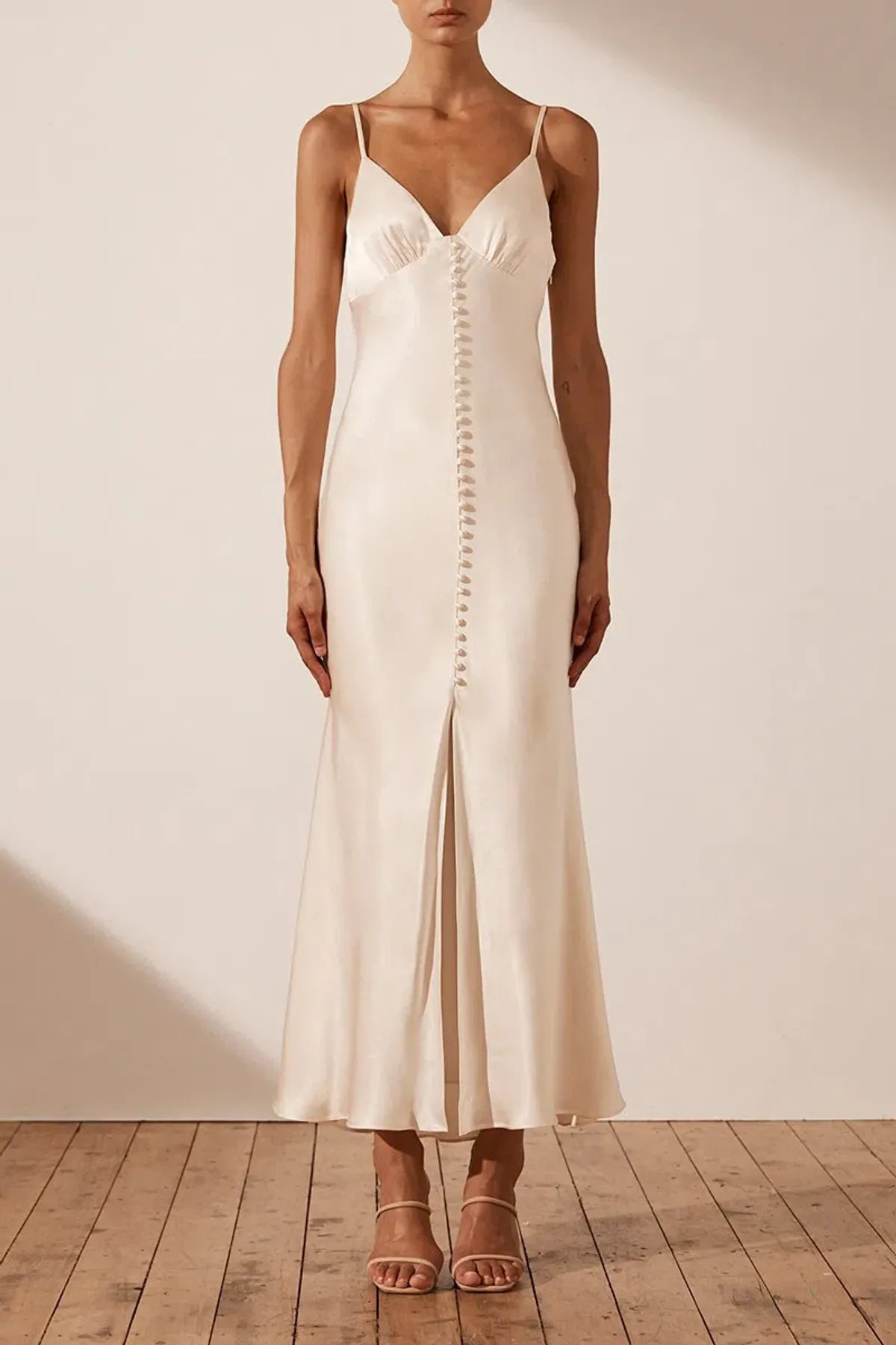 Shona Joy La Lune Bias Slip Maxi Dress Cream Size 8 - Image 1