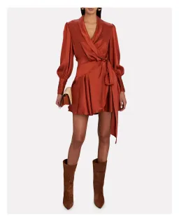 Zimmermann Silk Wrap Mini Dress Sienna Size 1 / Au 10 for rent on The Volte - image 1