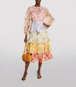 Zimmermann Postcard Flounce Midi Dress Multi Size 0/Au 8 for rent on The Volte - image 1