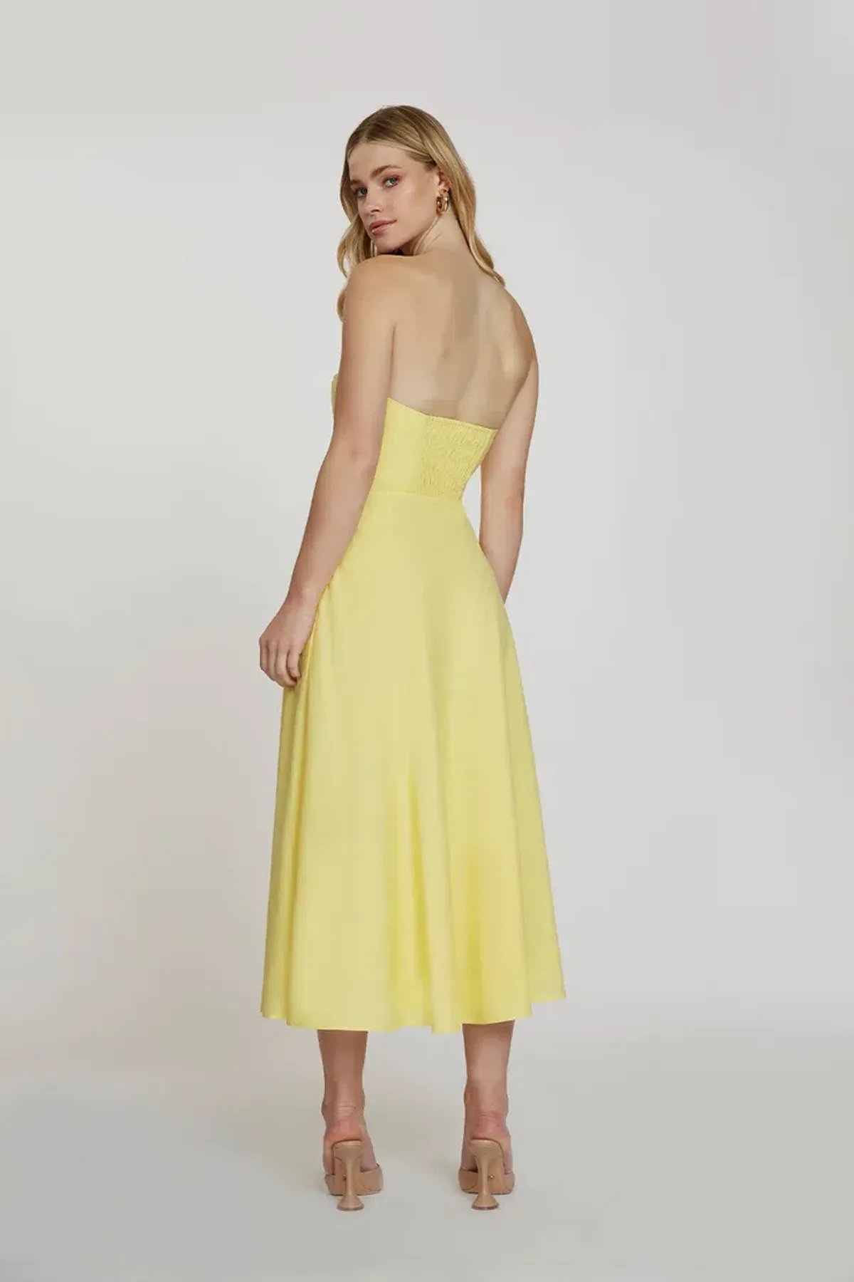 By Johnny Penelope Strapless Midi Dress Lemon Size 10  - Image 2