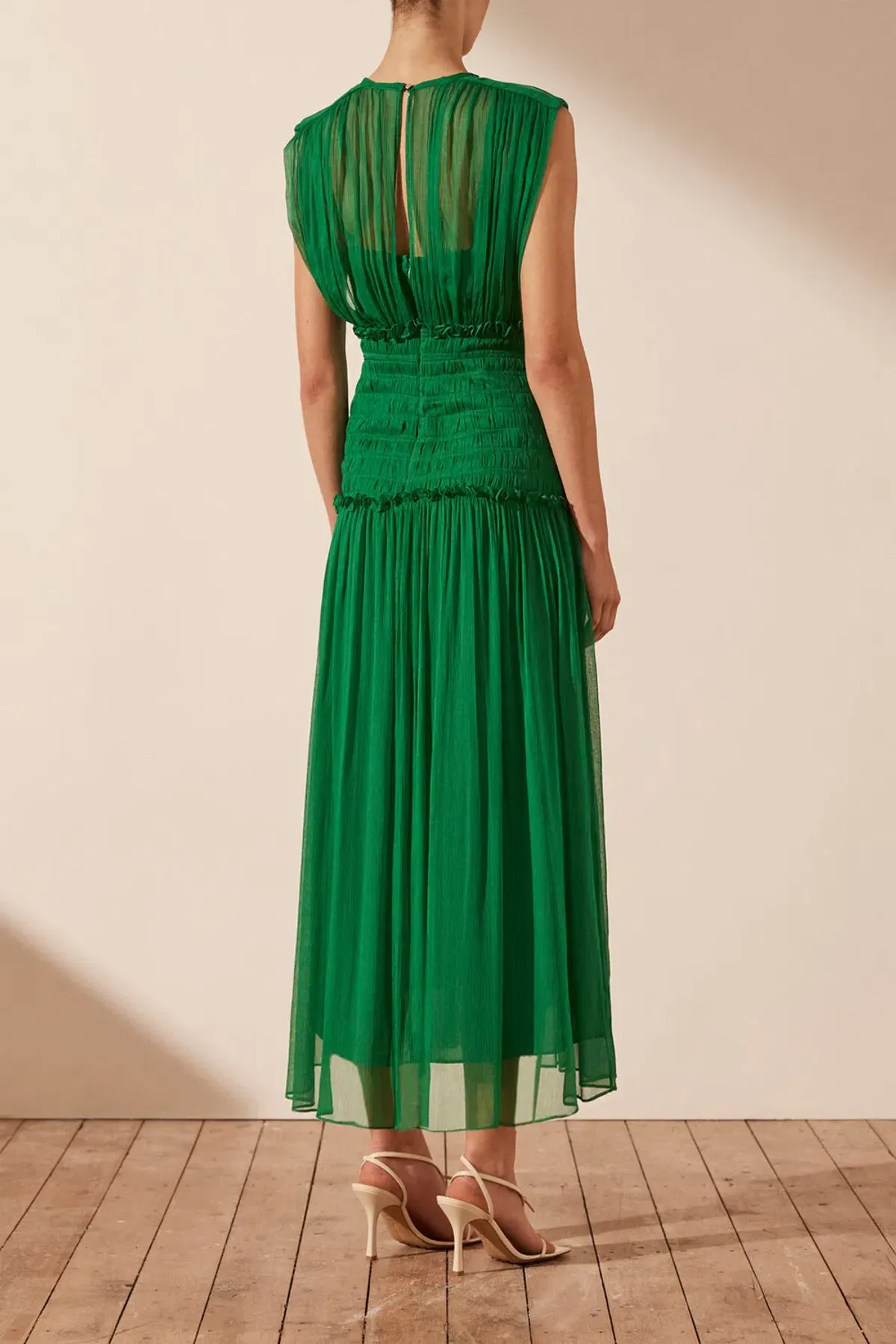 Shona Joy Malina Round Neck Midi Dress Tree Green Size 14  - Image 1