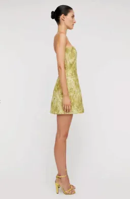 Scanlan Theodore Tinsel Linen Mini Dress Lime Size 10  for rent on The Volte - image 3