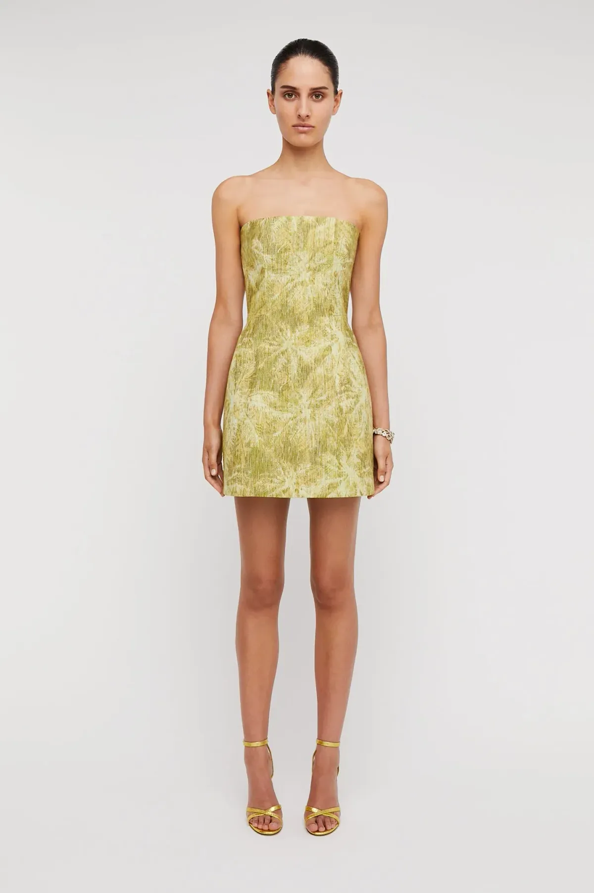 Scanlan Theodore Tinsel Linen Mini Dress Lime Size 10  - Image 1