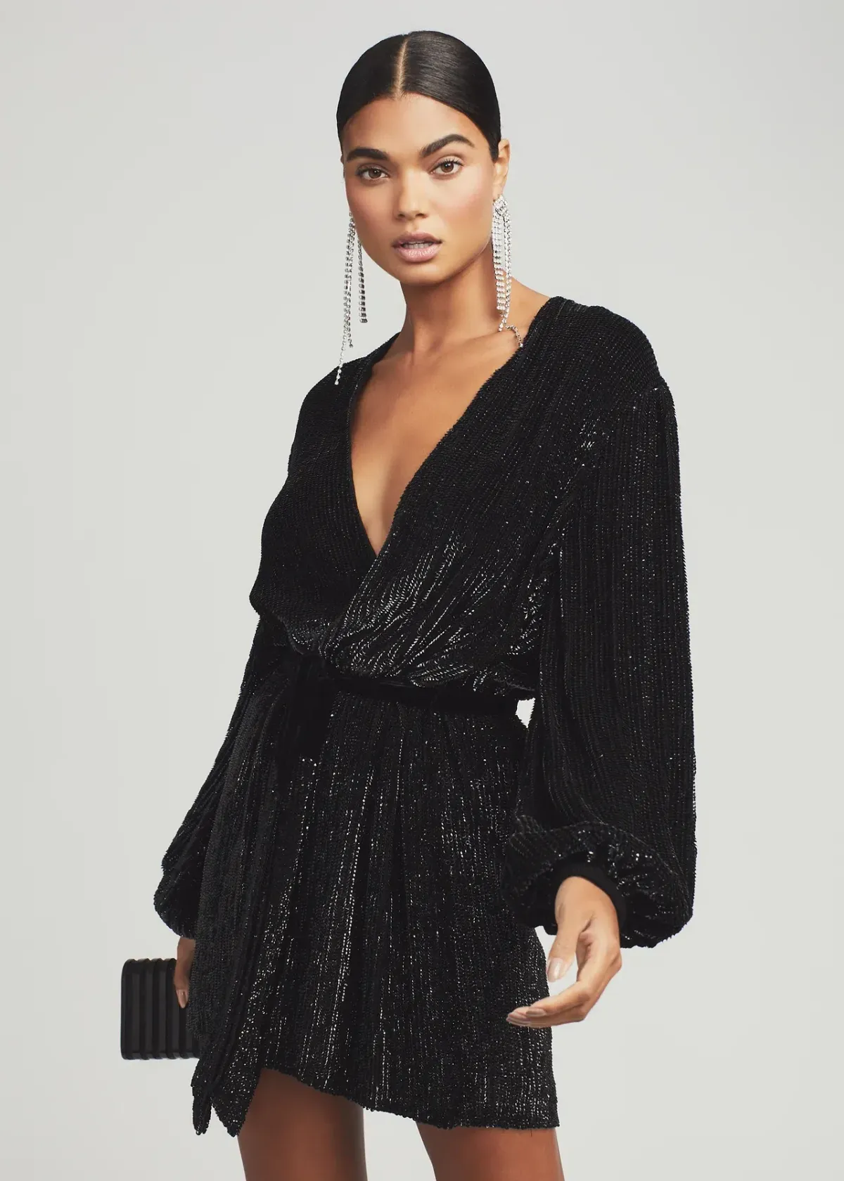 Retrofete Gabrielle Dress Black Sequin Robe Size 8 - Image 3