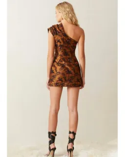 Bec & Bridge Far Out Asymmetrical Mini Dress Brown Print Size AU 10 for rent on The Volte - image 2