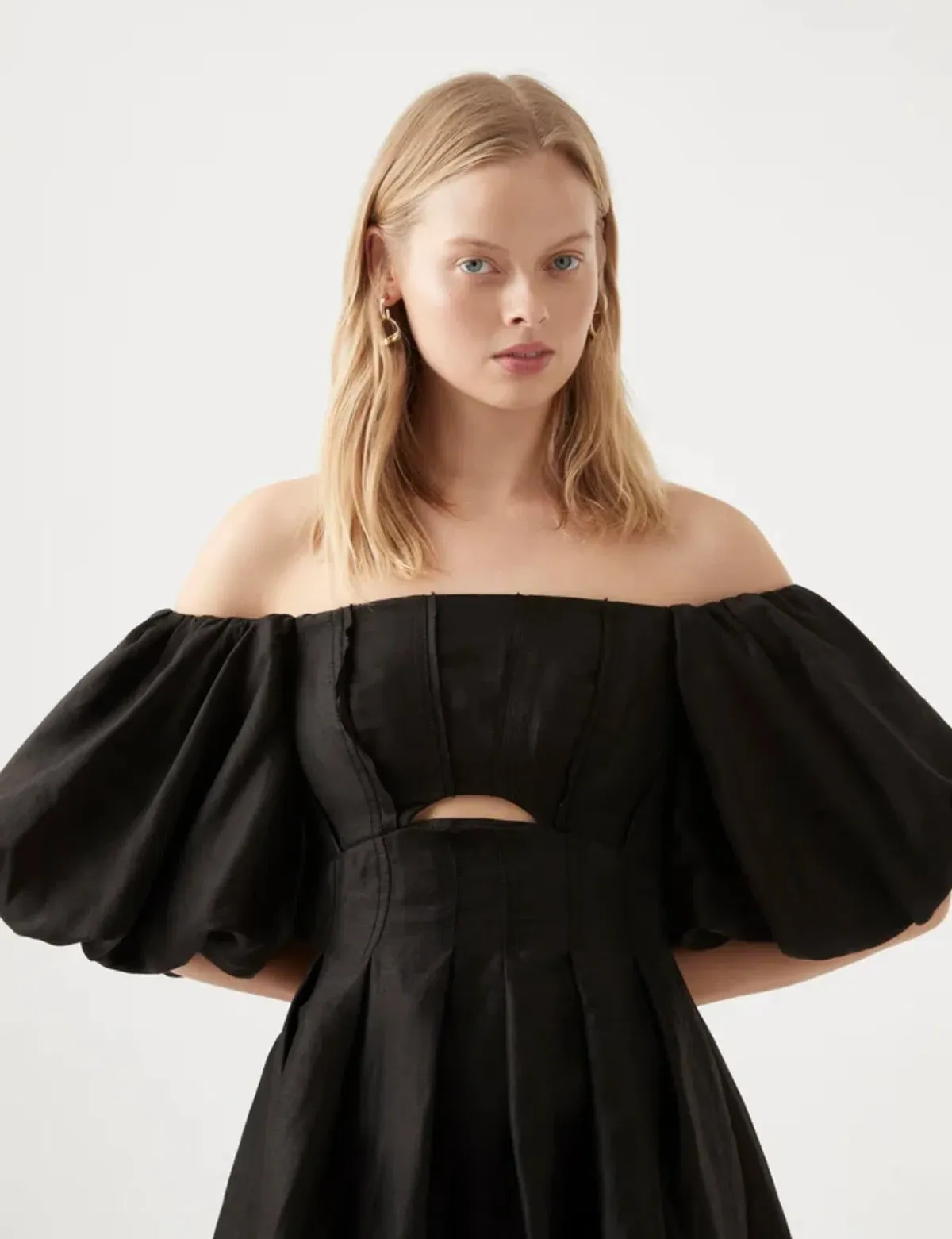 Aje Eugenie Off Shoulder Midi Dress Black Size AU 8 - Image 2