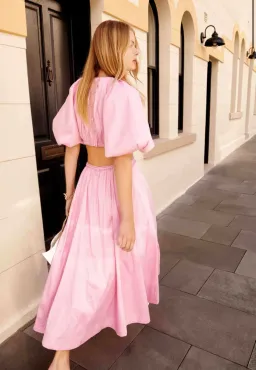 Aje Capucine Puff Sleeve Midi Dress Bon Bon Pink Size AU 8 for rent on The Volte - image 4