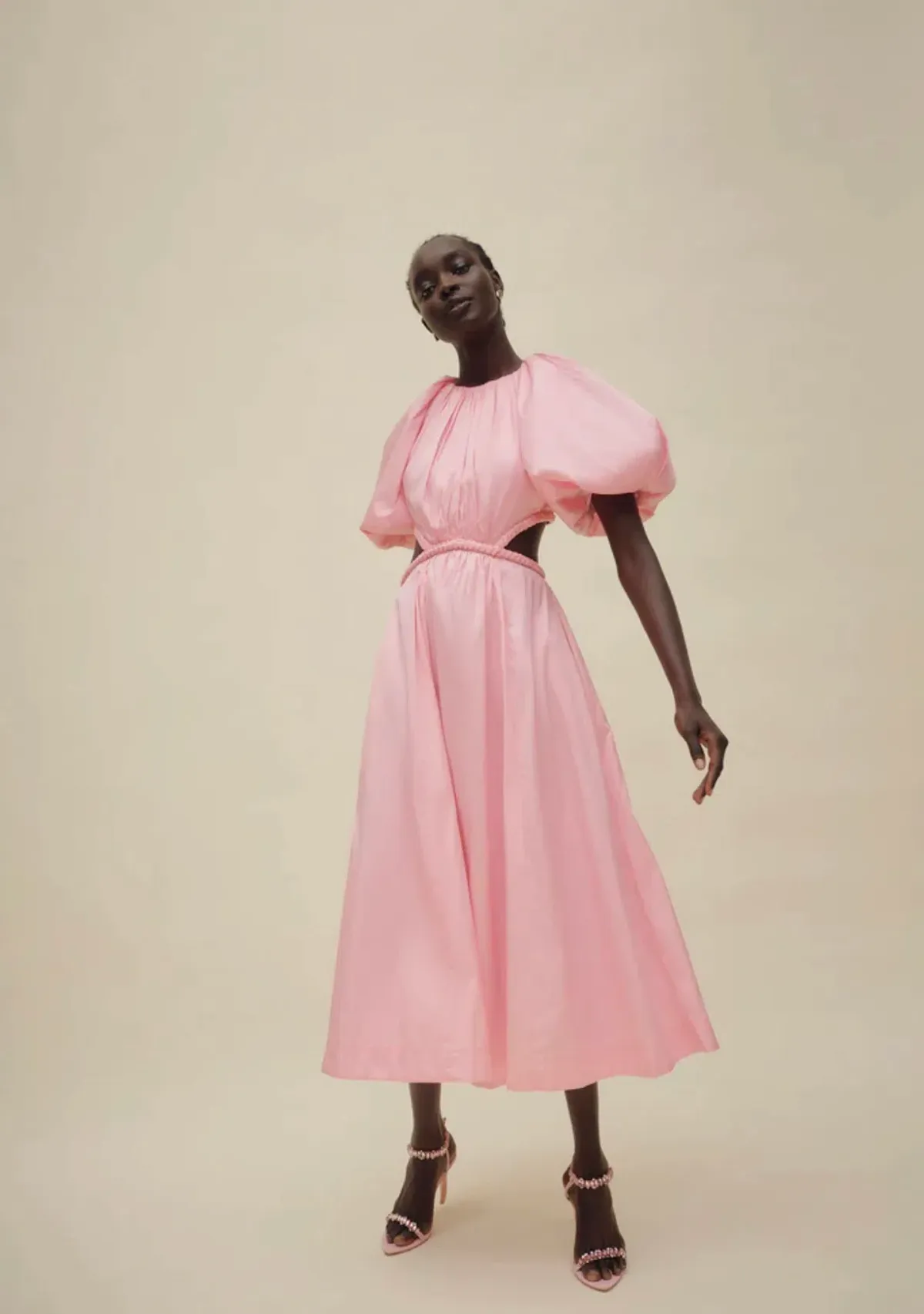 Aje Capucine Puff Sleeve Midi Dress Bon Bon Pink Size AU 8 - Image 3