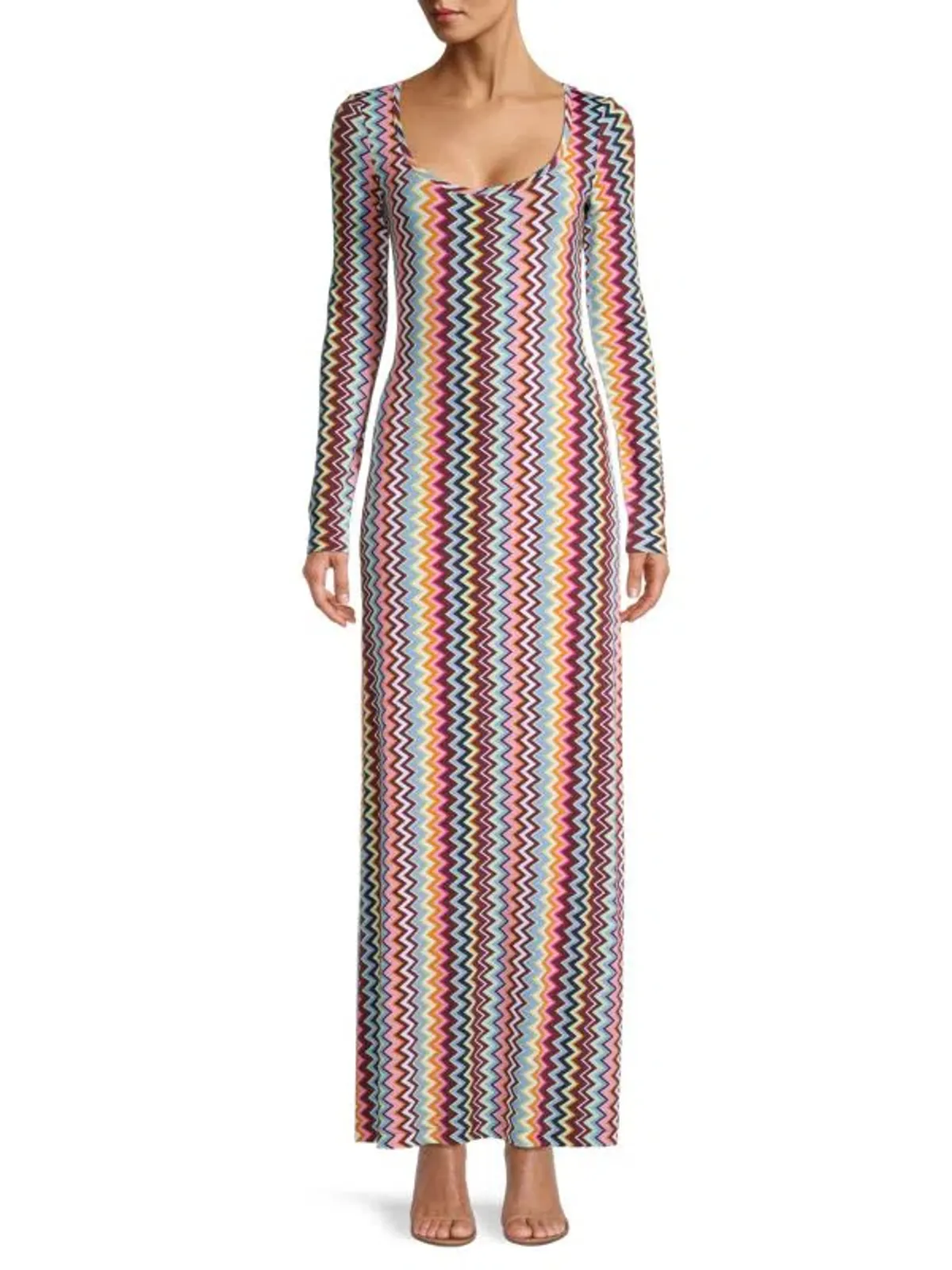 Missoni Zig Zag Long Sleeve Maxi Dress Multi Size M / Au 10 - Image 1