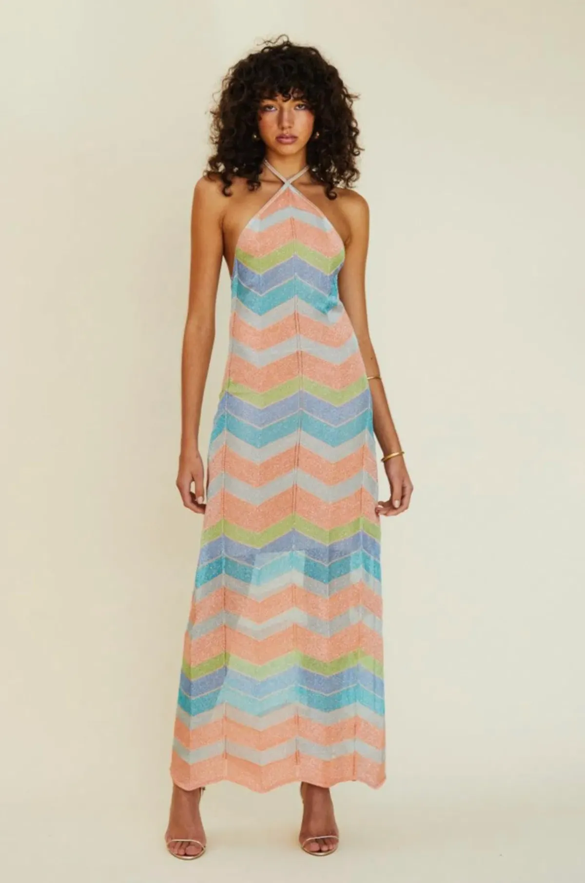Suboo Solar Chevron Halter Maxi Dress Multi Size M / Au 10 - Image 1
