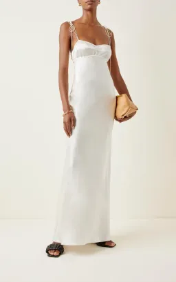 Anna October Paris Open Back Satin Maxi Slip Dress White Size S / Au 8 for rent on The Volte - image 1