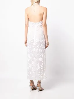 Magda Butrym Flower Applique Ivory Midi Dress White Size 34/AU 6 for rent on The Volte - image 3