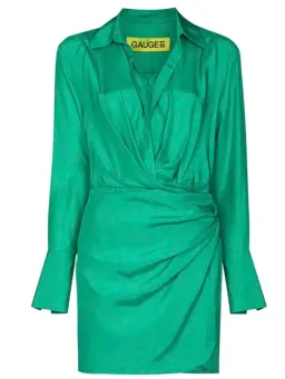  GAUGE 81 Naha Long-Sleeve Silk Mini Dress Green  for rent on The Volte - image 3