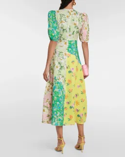 Alemais Kenzie Patchwork Linen Midi Dress Multi Floral Size 10  for rent on The Volte - image 2