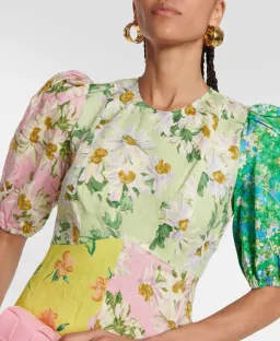 Alemais Kenzie Patchwork Linen Midi Dress Multi Floral Size 10  for rent on The Volte - image 3