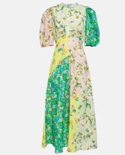 Alemais Kenzie Patchwork Linen Midi Dress Multi Floral Size 10  for rent on The Volte - image 5