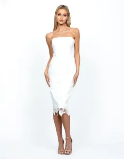 Bariano Midi Gloria Strapless White Size 6  for rent on The Volte - image 1