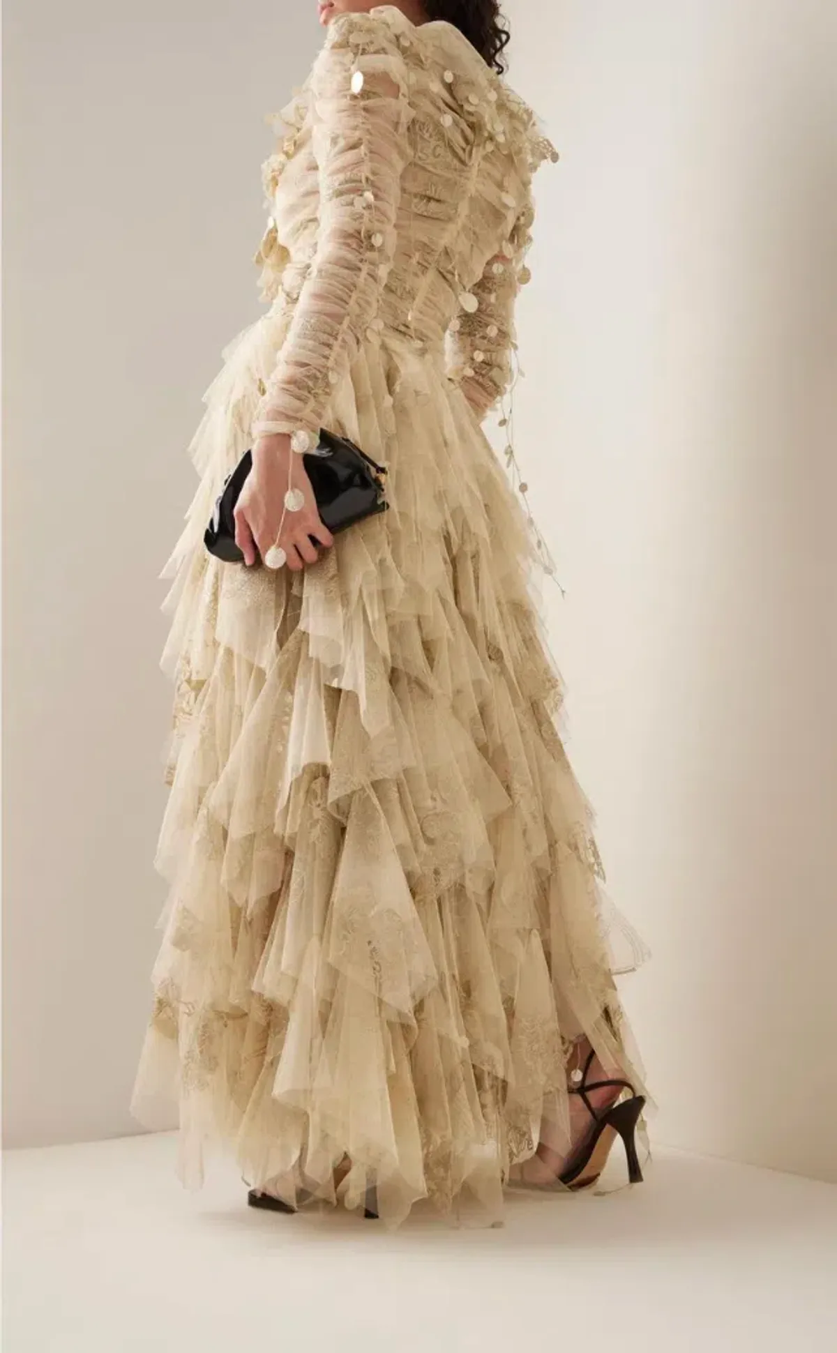 Zimmermann Kaleidoscope Glittered Organza Maxi Dress Cream Size 0 / Au 8 - Image 2