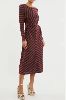 Rebecca Vallance Aisha Midi Dress Multi Stripe Size 10  for rent on The Volte - image 1