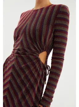 Rebecca Vallance Aisha Midi Dress Multi Stripe Size 10  for rent on The Volte - image 2