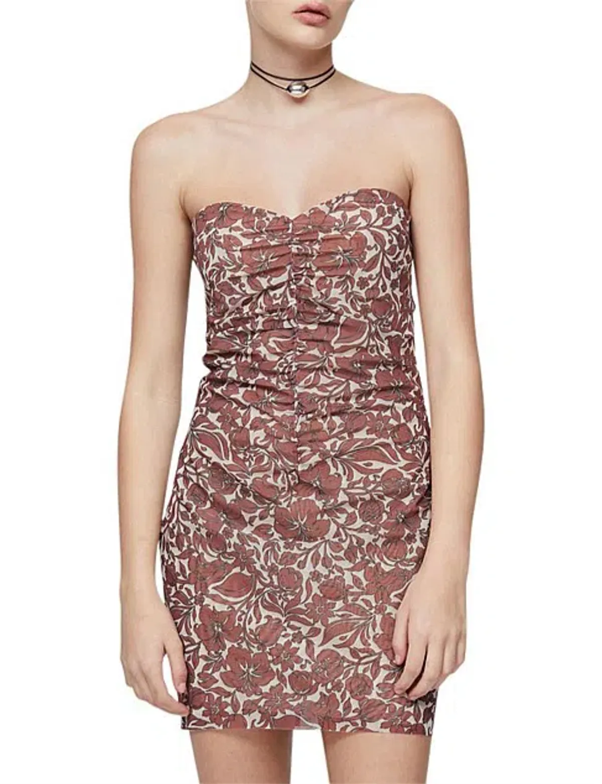 Bec & Bridge Priya Strapless Mini Dress Hibiscus Print Size 8 - Image 2
