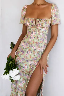 House of CB Tallulah Puff Sleeve Midi Sundress Peony Print  Size 14 for rent on The Volte - image 3
