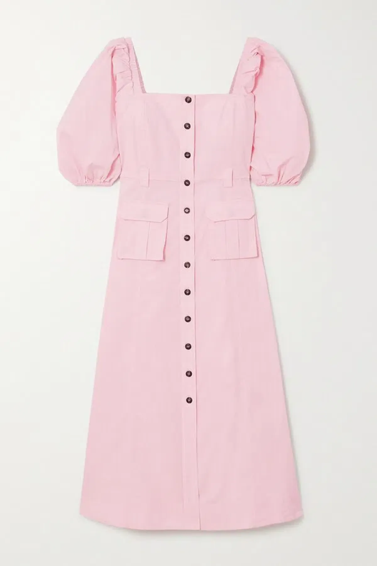 Ganni Cotton-blend Ripstop Midi Dress Pink Size 10  - Image 2