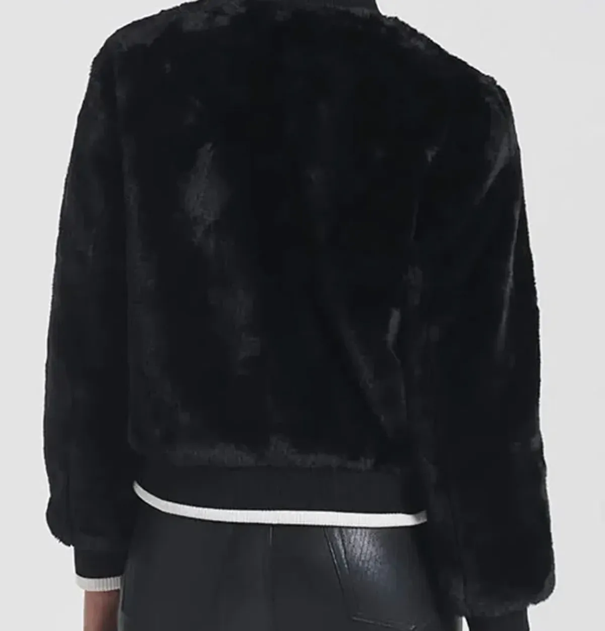 Ena Pelly Essential Faux Fur Bomber Jacket in Black Size AU 12 - Image 4
