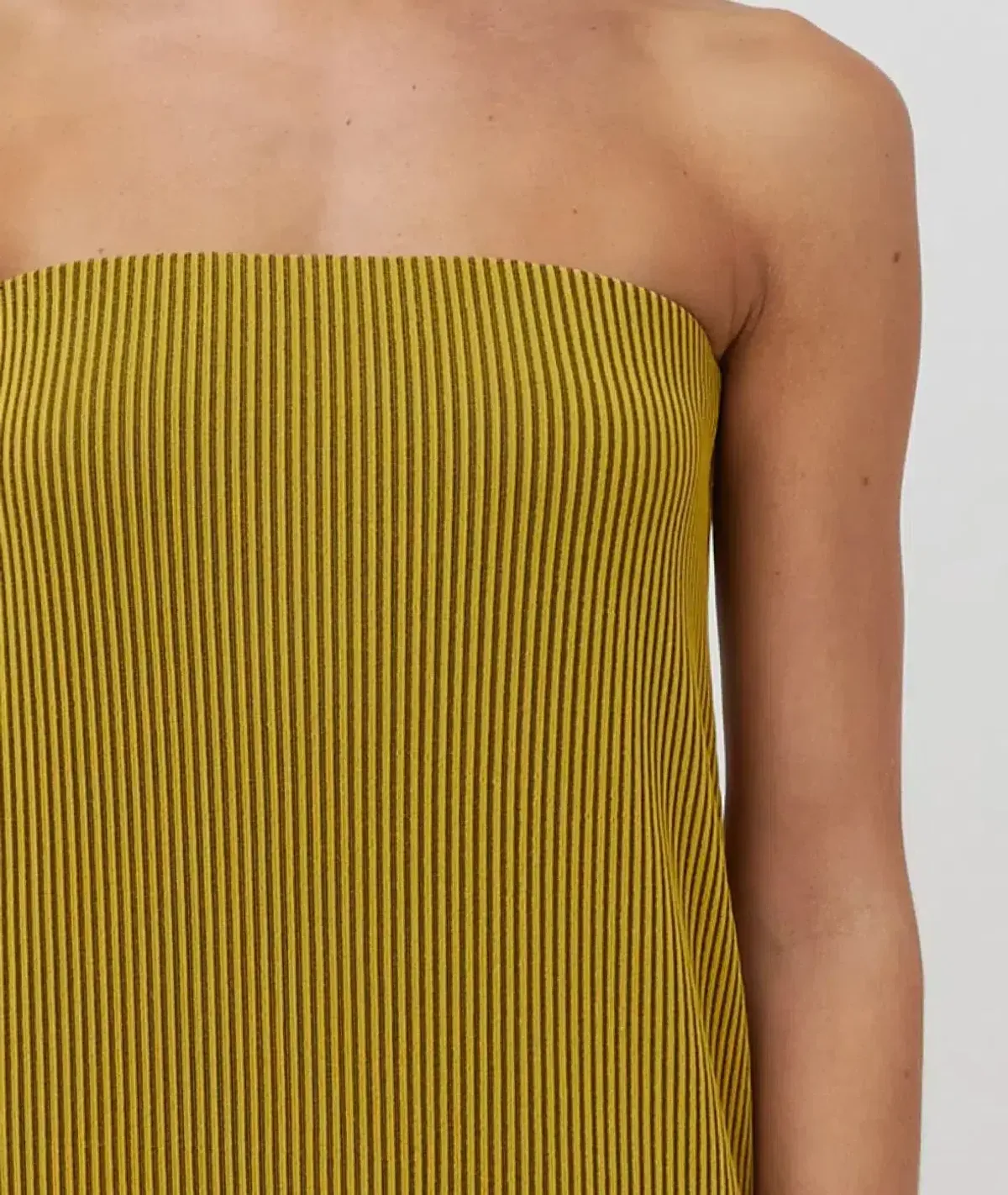 Camilla and Marc Izaro Strapless Maxi Column Dress in Brown/Gold Stripe Size 12 - Image 2