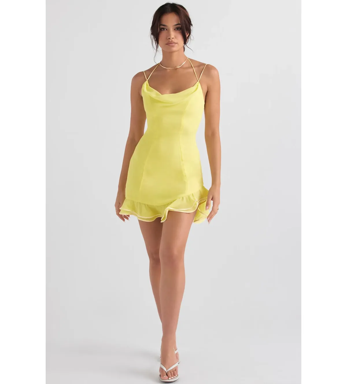 House of CB Rossella Ruffle Mini Dress in Yellow Size S / AU 8 - Image 1
