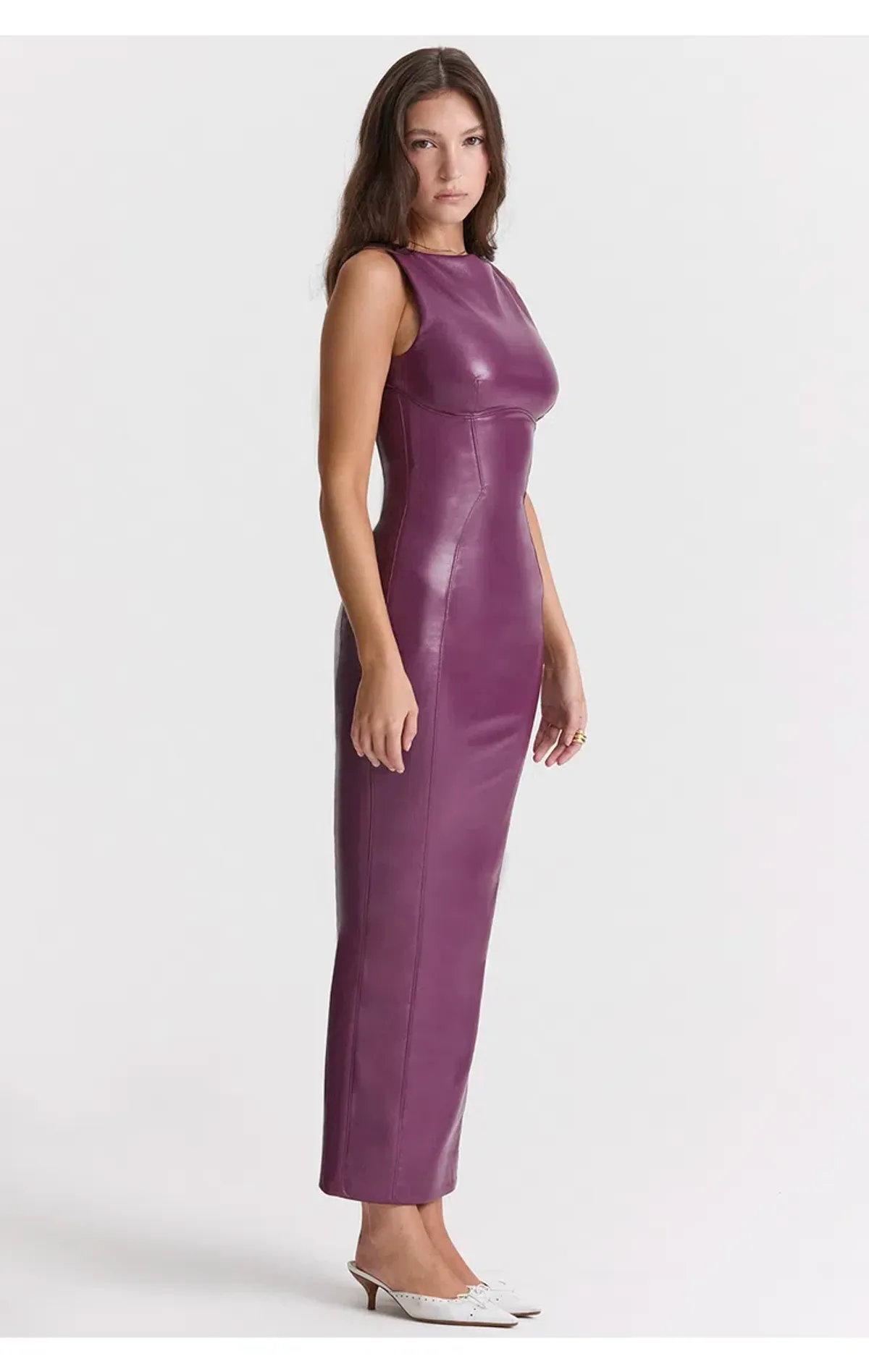 House of CB Sahara Vegan Leather Dress in Merlot Size L / Au 12 - Image 7