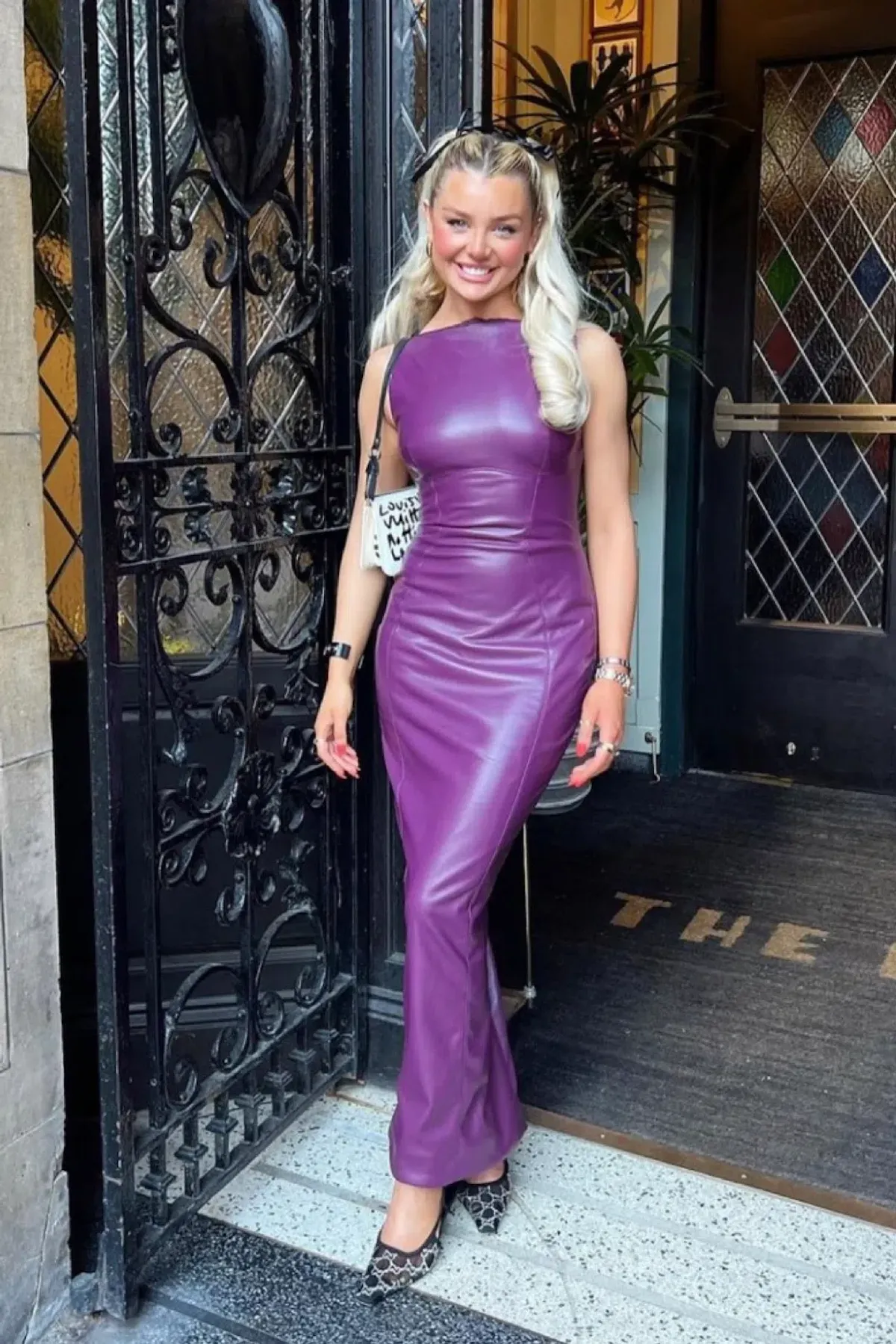 House of CB Sahara Vegan Leather Dress in Merlot Size L / Au 12 - Image 1