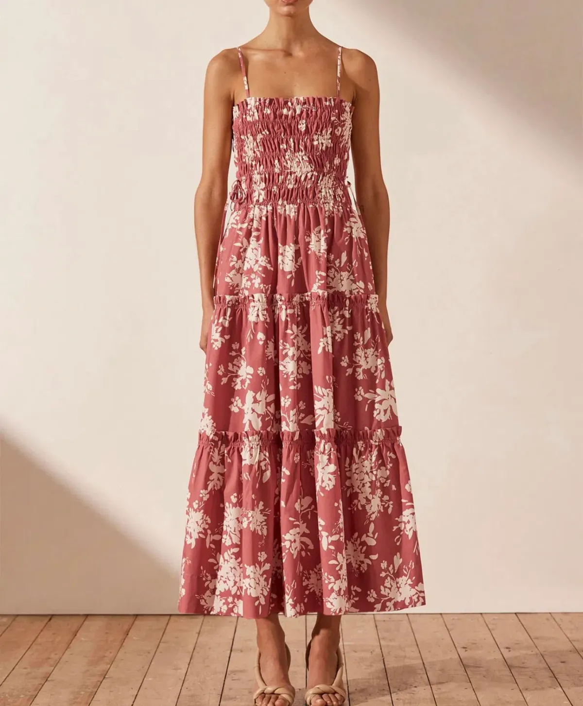 Shona Joy Cali Tiered Midi Dress Cali Print Size 8 - Image 1