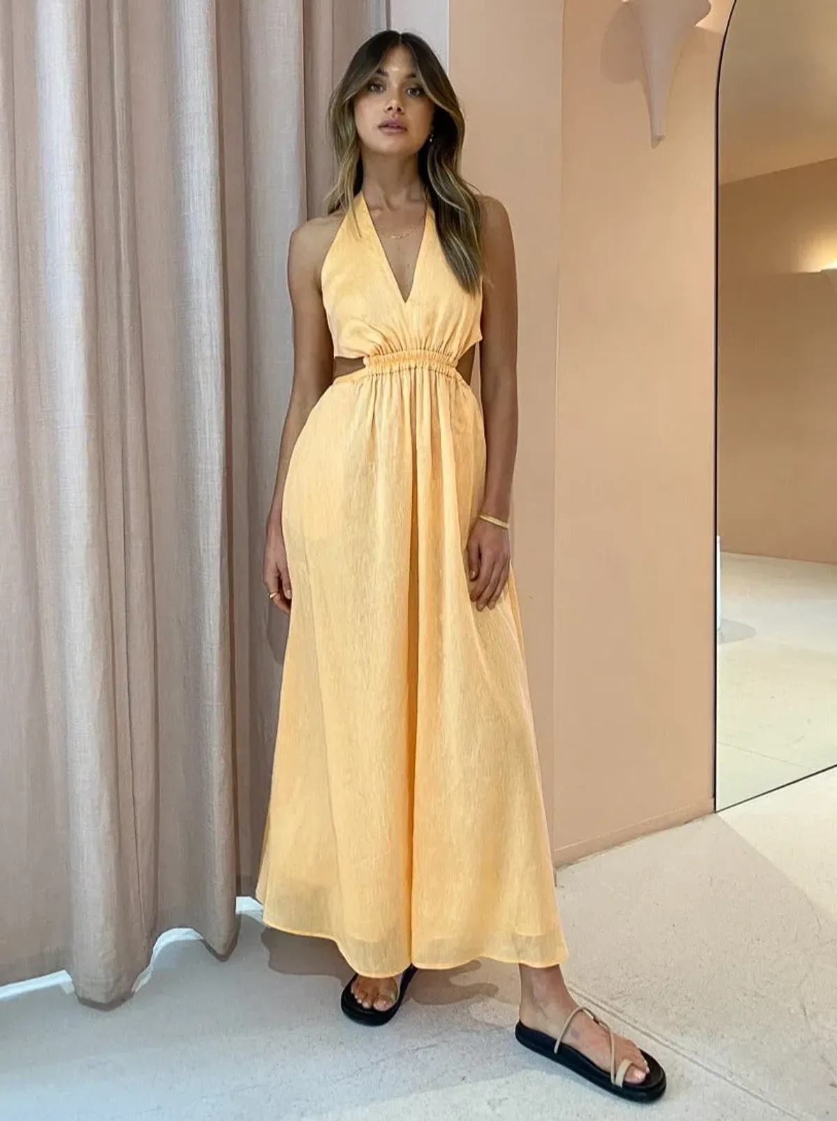 Manning Cartell Lyrical Colours Halter Maxi Dress in Mango Sorbet Size 6 - Image 6