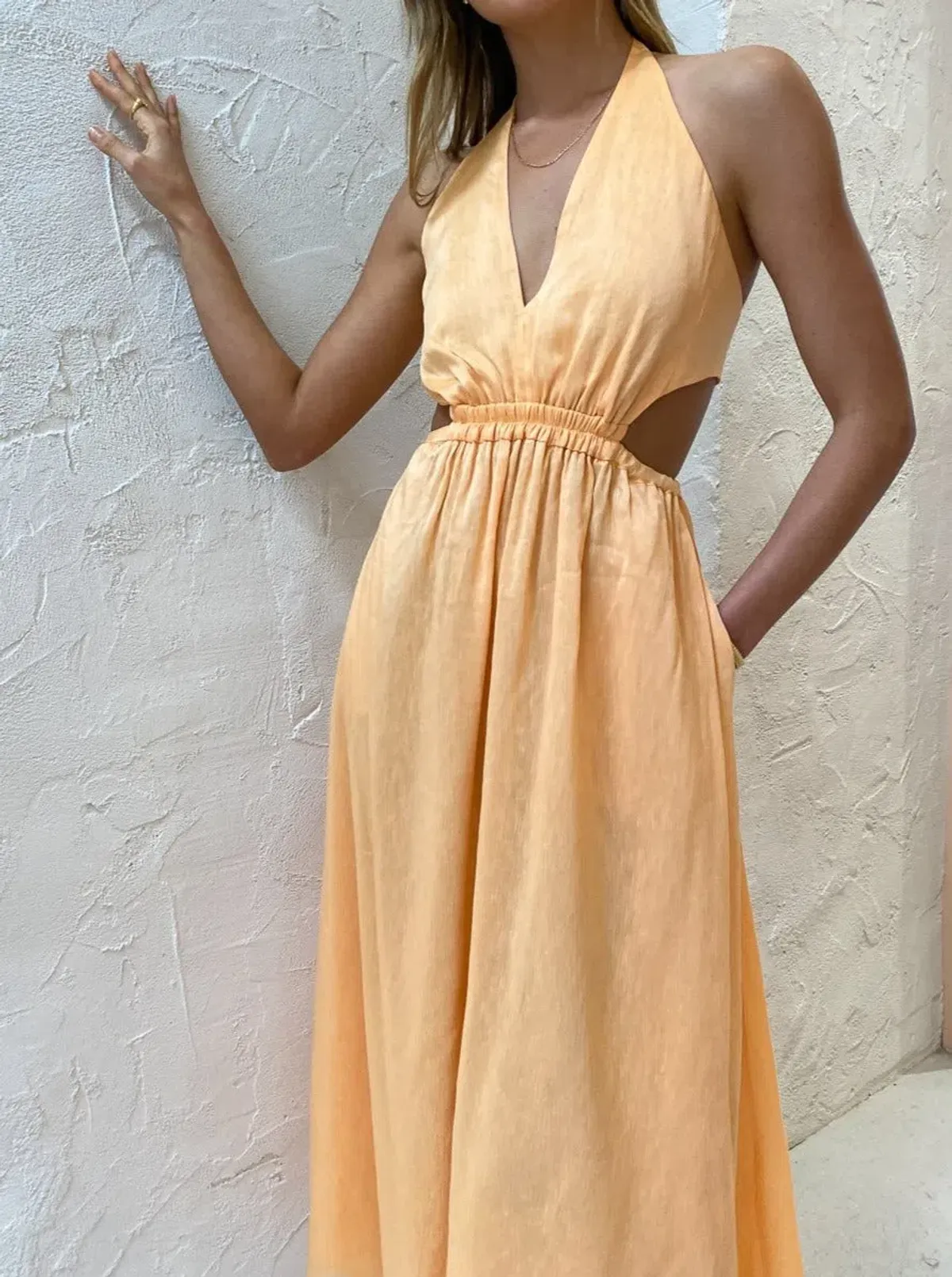 Manning Cartell Lyrical Colours Halter Maxi Dress in Mango Sorbet Size 6 - Image 7