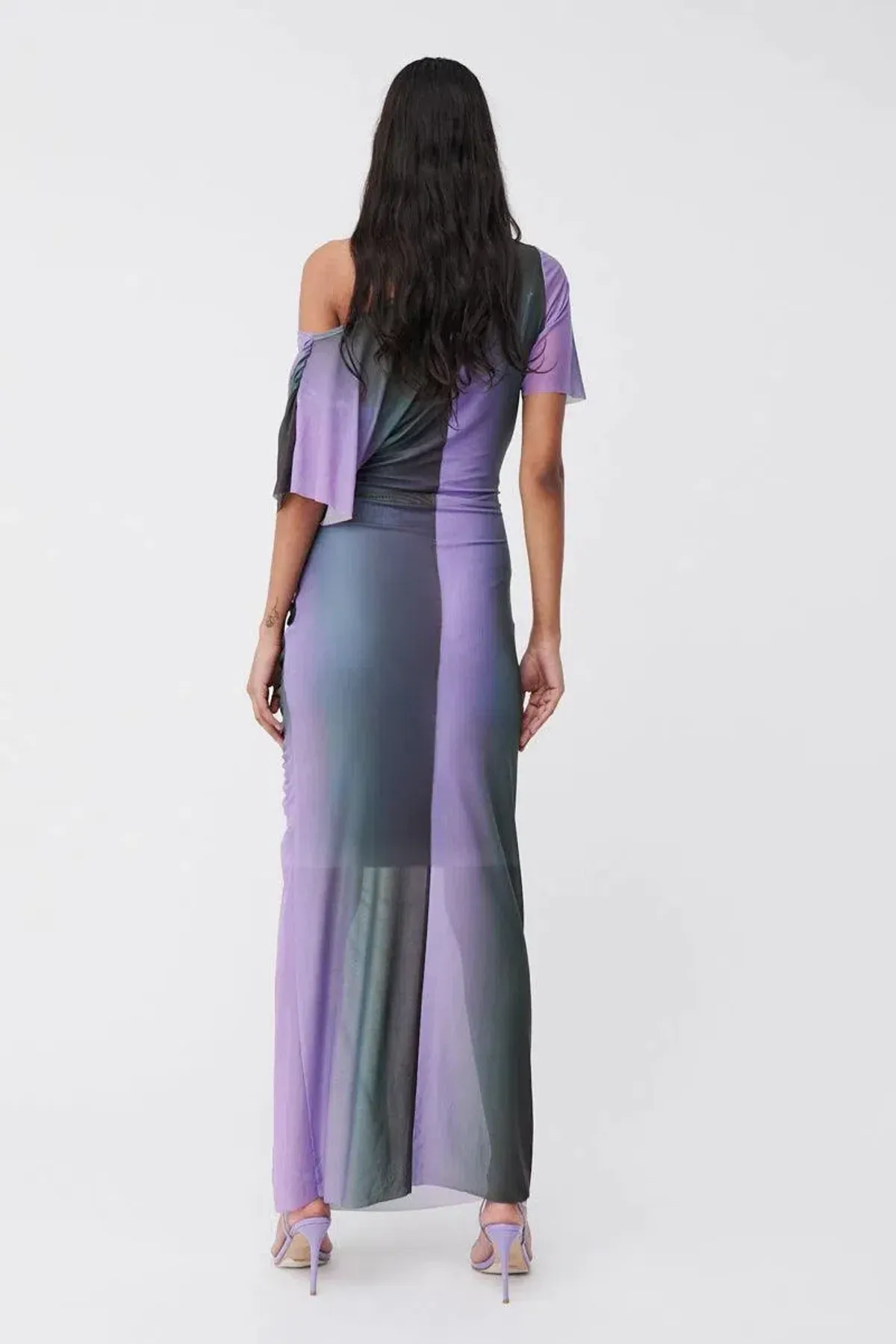 Suboo Olafur Draped Cowl Neck Longline Dress Purple Size L / AU 10 - Image 3