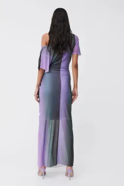 Suboo Olafur Draped Cowl Neck Longline Dress Purple Size L / AU 10 for rent on The Volte - image 3