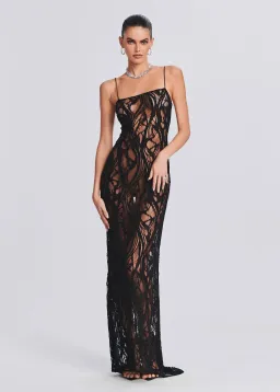 Retrofête Winnie Dress Beaded Maxi Black Size AU 6  for rent on The Volte - image 1