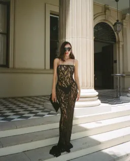 Retrofête Winnie Dress Beaded Maxi Black Size AU 6  for rent on The Volte - image 4