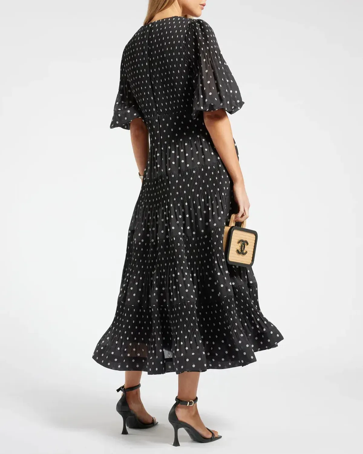 Zimmermann Polka-Dot Voile Puff Sleeve Midi Dress Black and White Size 1 / AU 10 - Image 2